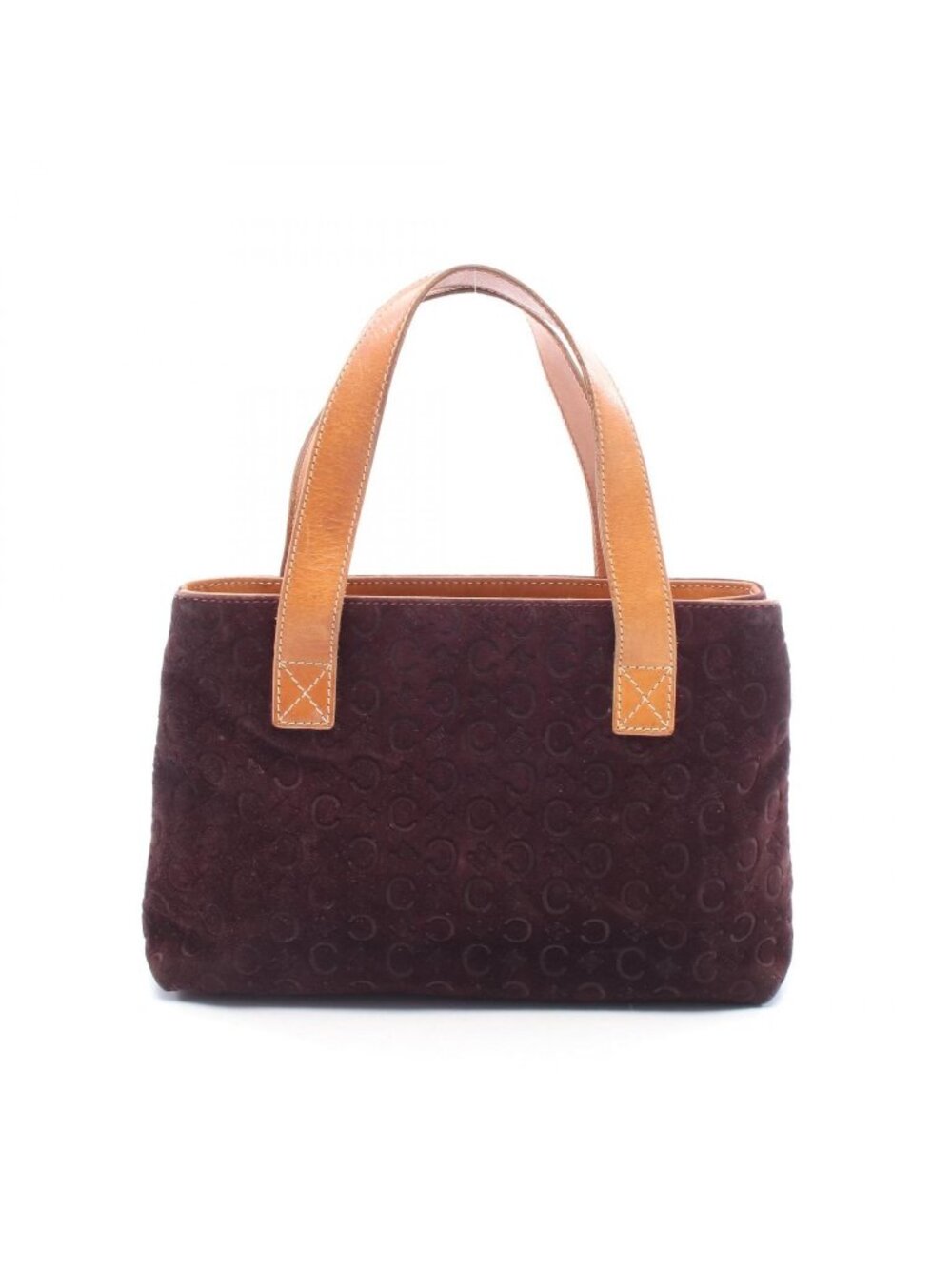 Celine Handbag C Macadam Burgundy Camel Suede Leather